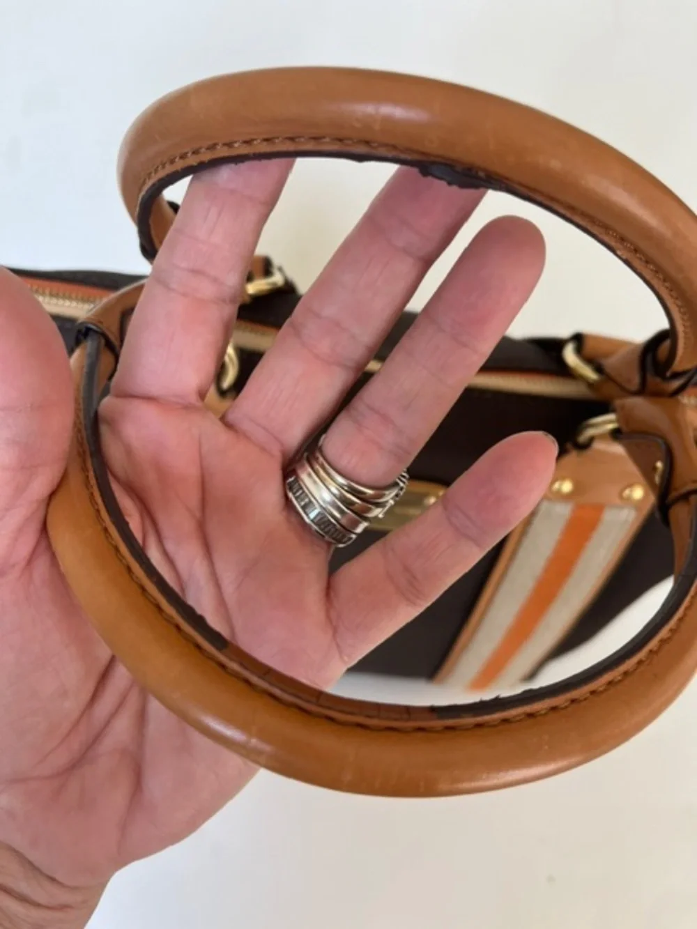 MICHAEL KORS Brown Orange Beige Hand Bag With Leather Handles - Picture 7 of 11